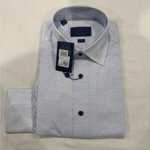 David Donahue White Dress Shirt Classic Spread Collar